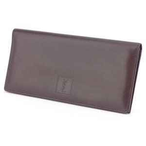 Auth SAINT LAURENT length wallet YSL logo leather